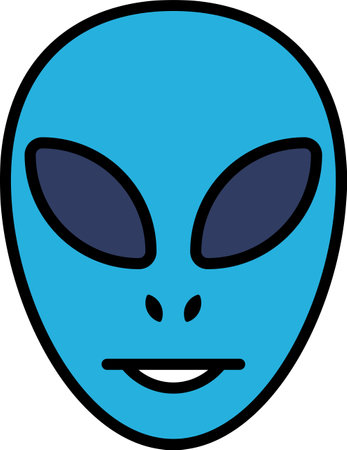 A blue alien with a smile on its face. The alien is smiling and has a blue faceのイラスト素材