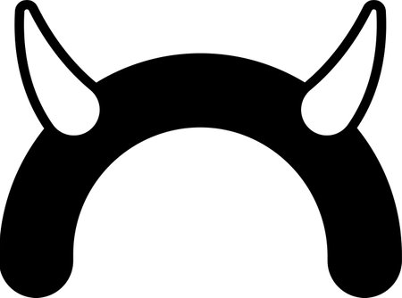 A devil horned hat with white tips. The hat is red and white and has a demonic appearanceのイラスト素材