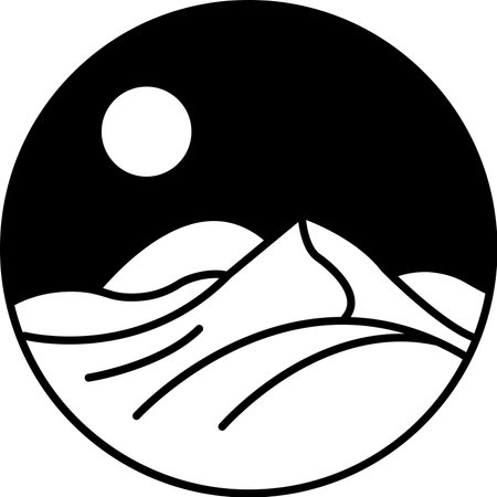 A desert range with a sun in the skyのイラスト素材