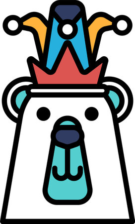 A cartoon bear with a crown on its head. The bear is smiling and he is happyのイラスト素材