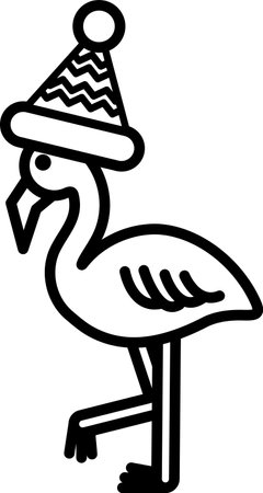 A cartoon flamingo wearing a Santa hatのイラスト素材