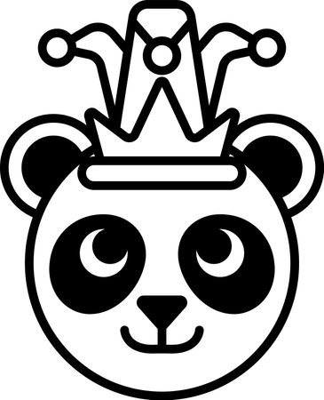 A cartoon panda bear wearing a crown and a hatのイラスト素材