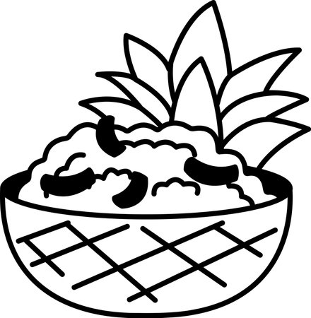 A pineapple is sitting on top of a bowl of foodのイラスト素材