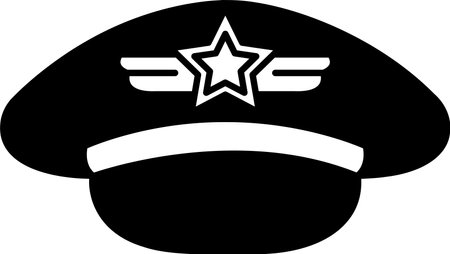 A hat with a star and an airplane on itのイラスト素材