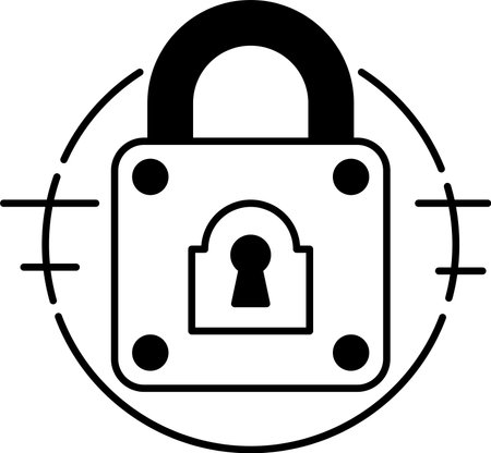 A blue lock with a keyhole on it. The lock is surrounded by a circleのイラスト素材