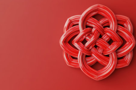 A colorful design with a red knotの素材