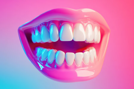 A woman with a bright smile and white teethの素材