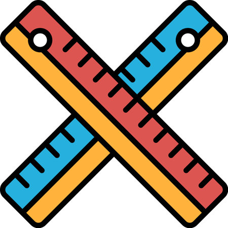 Illustration of crossed rulers in line drawing styleのイラスト素材