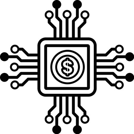 A computer chip with a dollar sign on itのイラスト素材