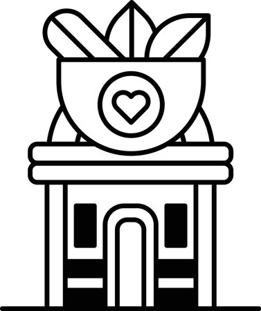 Illustration of a building and a medicine in line drawing styleのイラスト素材