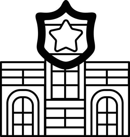 A building with a black and white roof and a star on topのイラスト素材