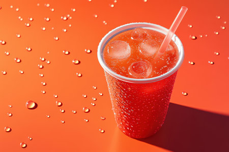 A glass of drink with a straw in itの素材