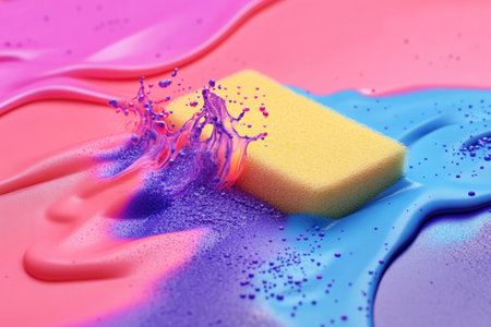 sponges are stacked on top of each other on a backgroundの素材