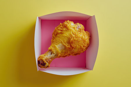 A tray of fried chicken is sitting on a backgroundの素材