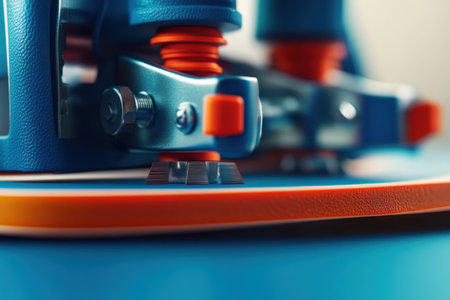 A sewing machine is used to make a hole in a piece of leatherの素材