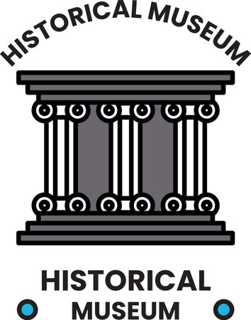 A black and white drawing of a column with the words Historical Museum below itのイラスト素材