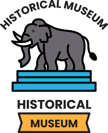 A logo for a historical museum. The elephant is on top of a pedestal. The elephant is the main focus of the logoのイラスト素材