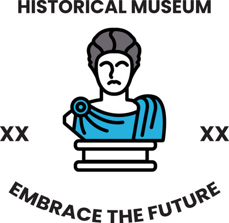A statue of a man with a blue robe and a blue cape. The statue is surrounded by a white background. The image is titled Historical Museumのイラスト素材
