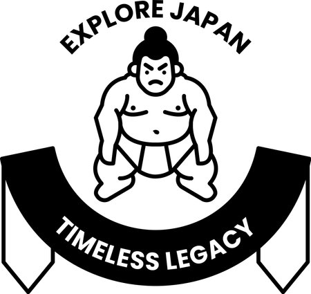 A Sumo logo is depicted in a logo for Explore Japanのイラスト素材