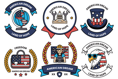 A set of different American dream badgesのイラスト素材