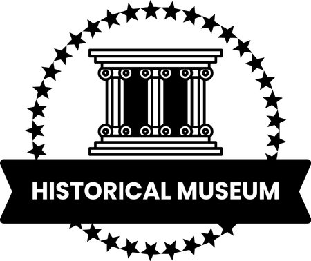 A black and white logo for a historical museumのイラスト素材