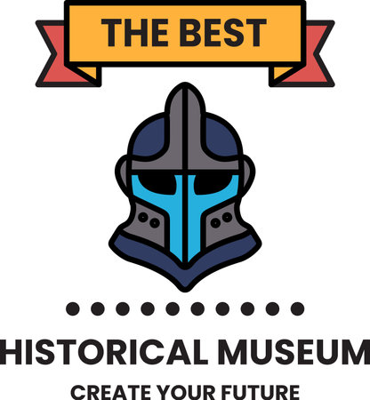 A blue and black shield with a red ribbon on topのイラスト素材