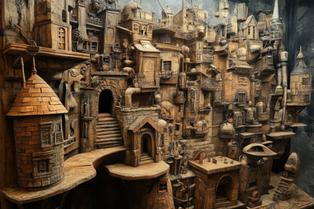 A wooden building with a lot of windows and a roof. The building is very tall and has a lot of detailの素材