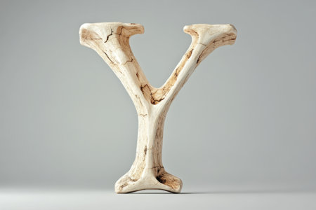 A white bone is used to spell the letter Yの素材