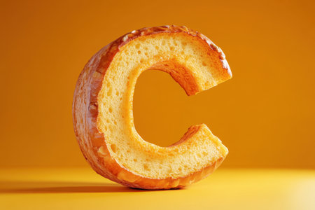 A close up of a toasted C shaped breadの素材