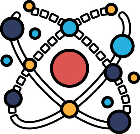 A colorful drawing of a galaxy with a red dot in the center. The drawing is abstract and has a playful, whimsical feel to itのイラスト素材