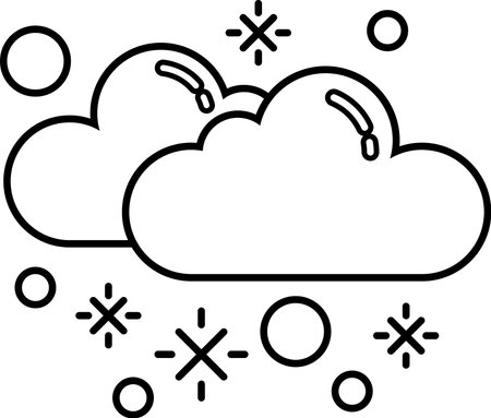Two clouds with snowflakes on themのイラスト素材
