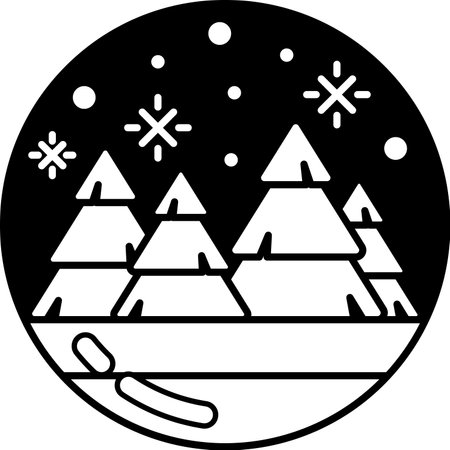 A black and white image of a forest with snow on the ground and treesのイラスト素材