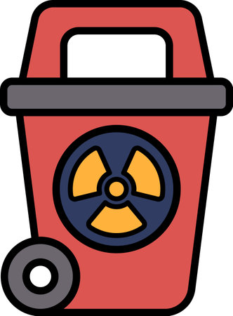 Illustration in the concept of radioactive waste bin in line art styleのイラスト素材