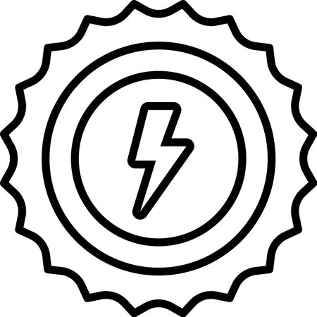 A black and white circle with a lightning bolt in the centerのイラスト素材