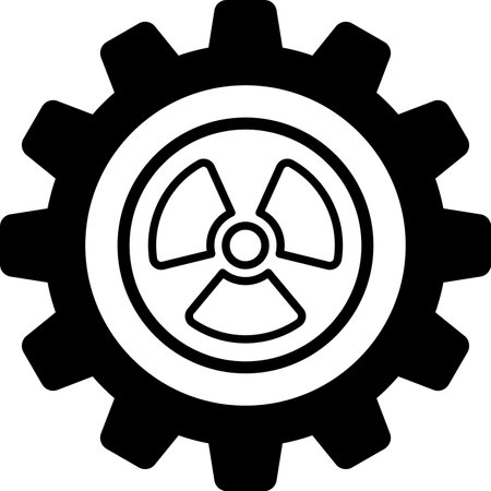 A graphic of a gear with a radioactive symbol in the middleのイラスト素材