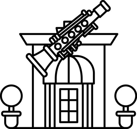 A building with a large brass instrument on top of itのイラスト素材