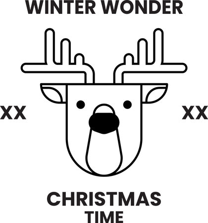 A deer head with the words Winter Wonder Christmas Time written below itのイラスト素材