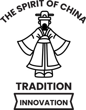 Illustration in concept of Chinese culture in line styleのイラスト素材