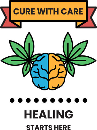 Illustration in concept of Medical Cannabis in line styleのイラスト素材