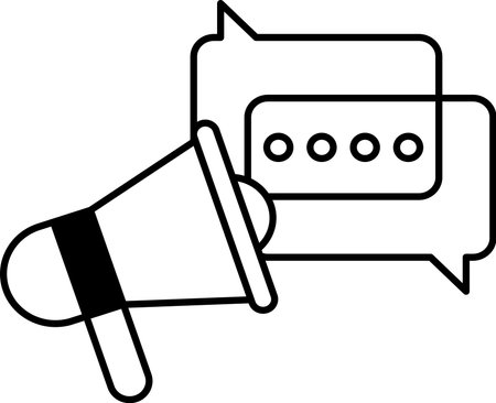 Illustration in concept of Message box and megaphone in line styleのイラスト素材