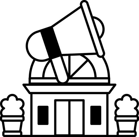 A building with a large speaker on top of itのイラスト素材