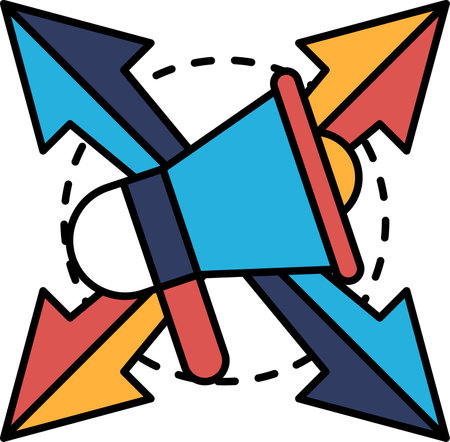 A cartoon image of Megaphone with a arrow pointing to the leftのイラスト素材