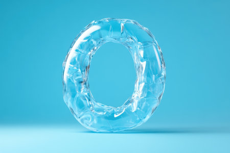 A large clear ice sculpture of the letter Oの素材