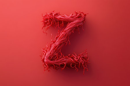 The letter Z is made out of red hair. It is a creative and unique way of writing the letterの素材