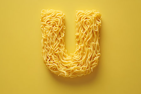 The image is a close up of the letter U made out of noodlesの素材