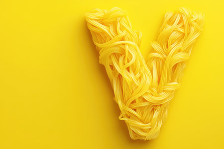 The image is of a letter V made out of noodlesの素材