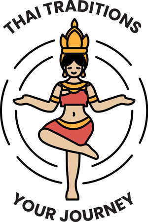 An illustration in the concept of Thai dancer in line styleのイラスト素材
