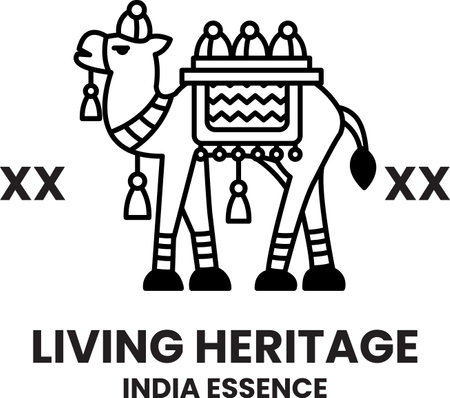 An illustration in the concept of Indian Tourism and Culture in line styleのイラスト素材