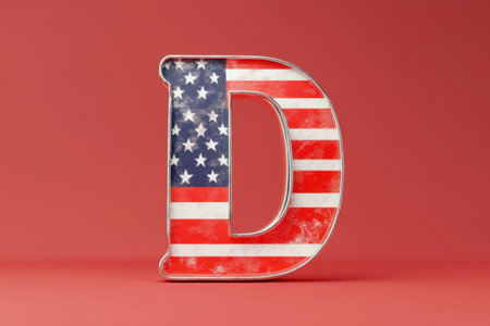 The letter D is made out of American flagsの素材