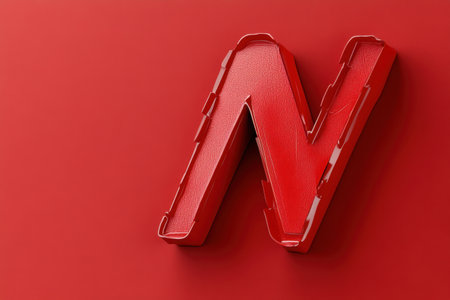 The letter N is made of red and goldの素材